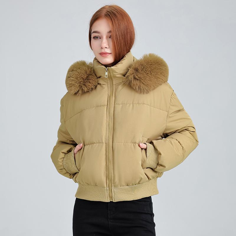 

Design sense hooded fur collar cotton clothes women s winter new thickened warm short bread clothes jacket M suggestion [80--105] catties