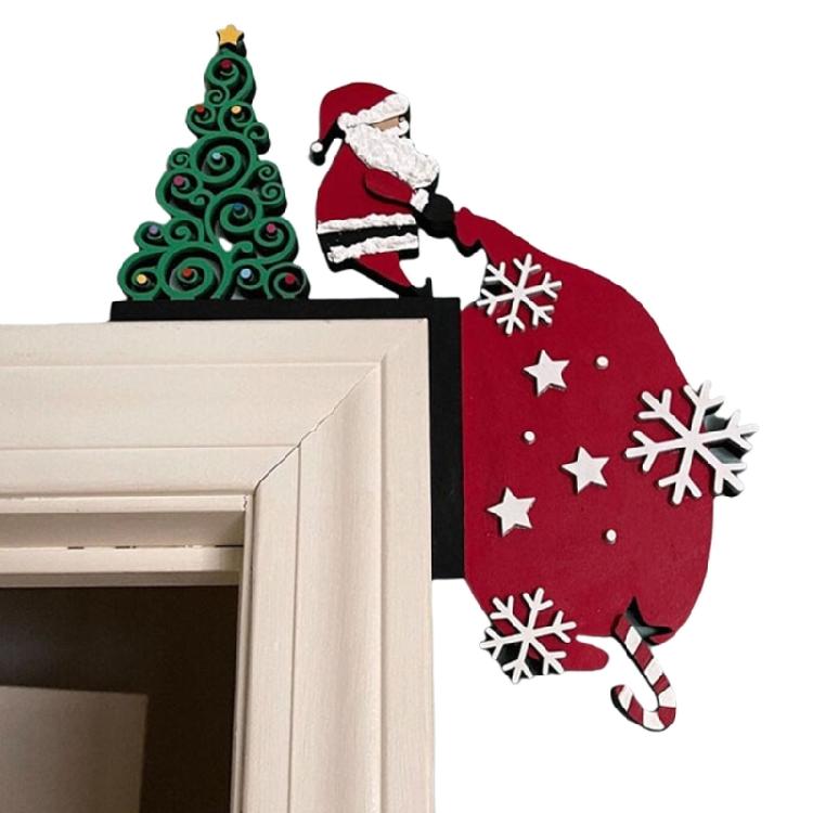 Door Frame Sign Christmas Wall Corner Decoration Metal Door Toppers Ornament Festives Home Embellishment Supplies