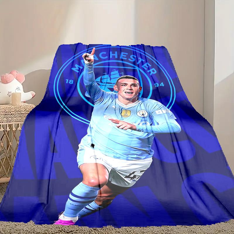 1pc Comfortable Home Print Throw Blanket, Manchester United Manchester City Blanket For Bed and Sofa Use, Special Present For Family