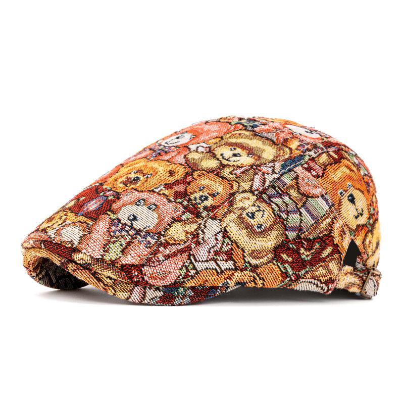 

Beret Women s Autumn Winter Plaid Peaked Cap Men s British Newsboy Cap Paintsman Cap помаранчевий