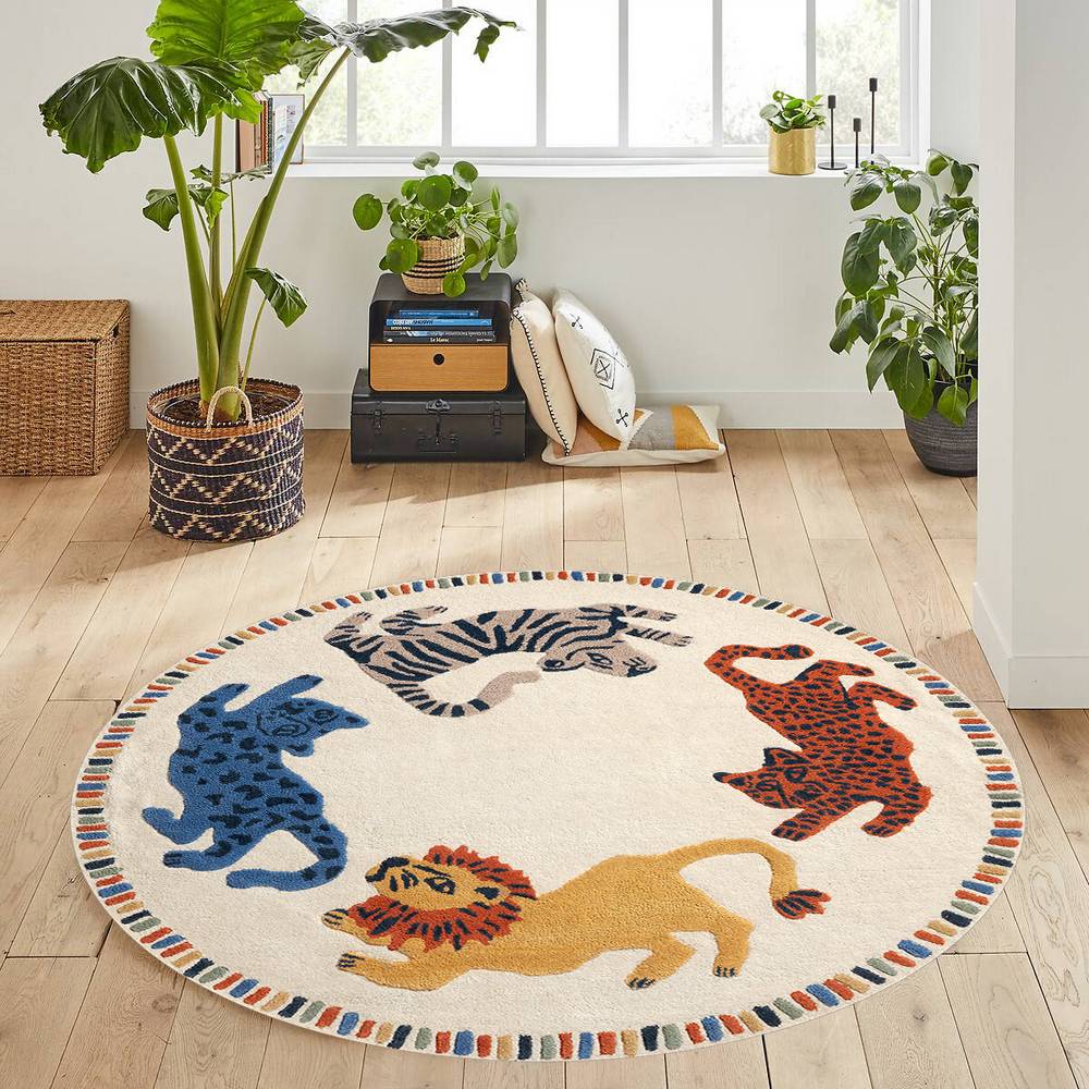 

Rovigo Home Моющийся круглый ковер с принтом RHM7350 100x100 бежевый