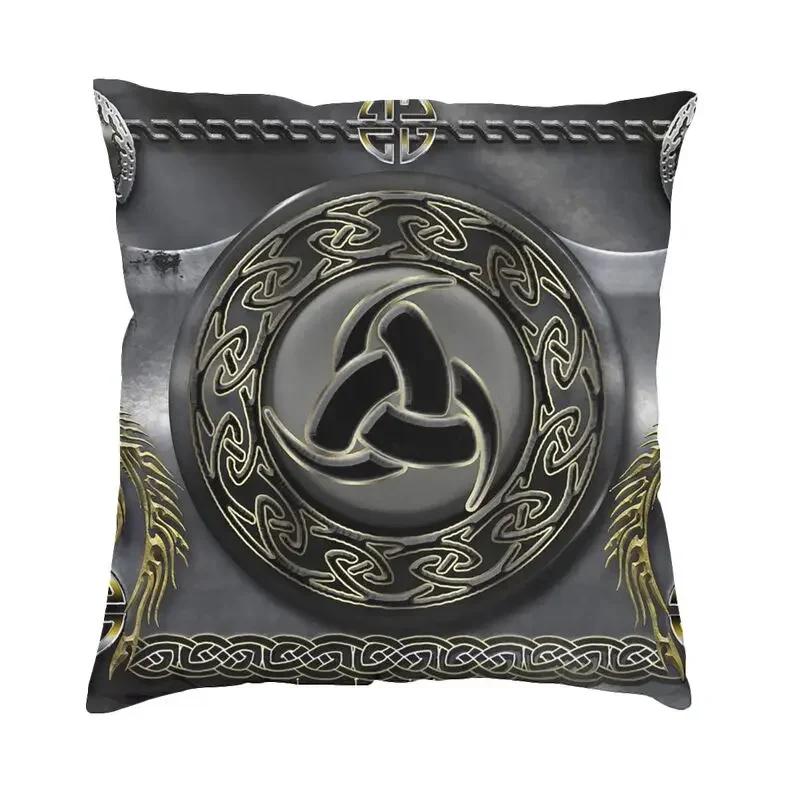 Viking Runes Thor Mjolnir Cushion Covers Soft Norse Valhalla Odin Pillow Case for Sofa Car Square Pillowcase 45cm 18Inch