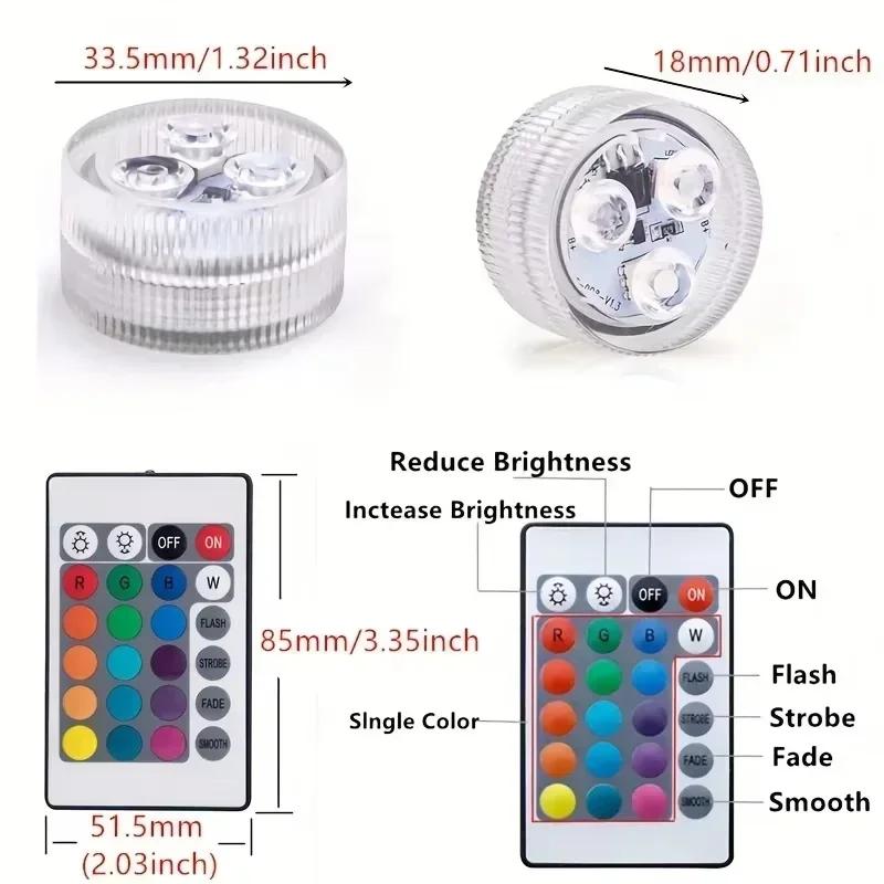16 Colors RGB LED Pool Light w/Remote,Waterproof Submersible Lamp,Fish Tank,Fountain,Wedding,Party, Decorative Mood Lighting