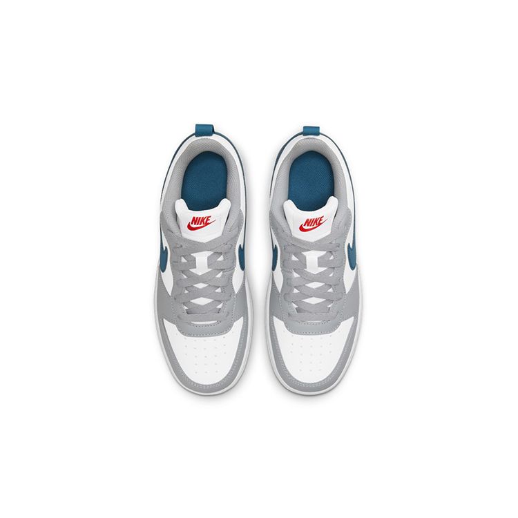 Nike Court Borough Low 2 GS Bianco Light Smoke Grey Marina Scarpe da ginnastica per bambini Habanero-Rosso BQ5448-117