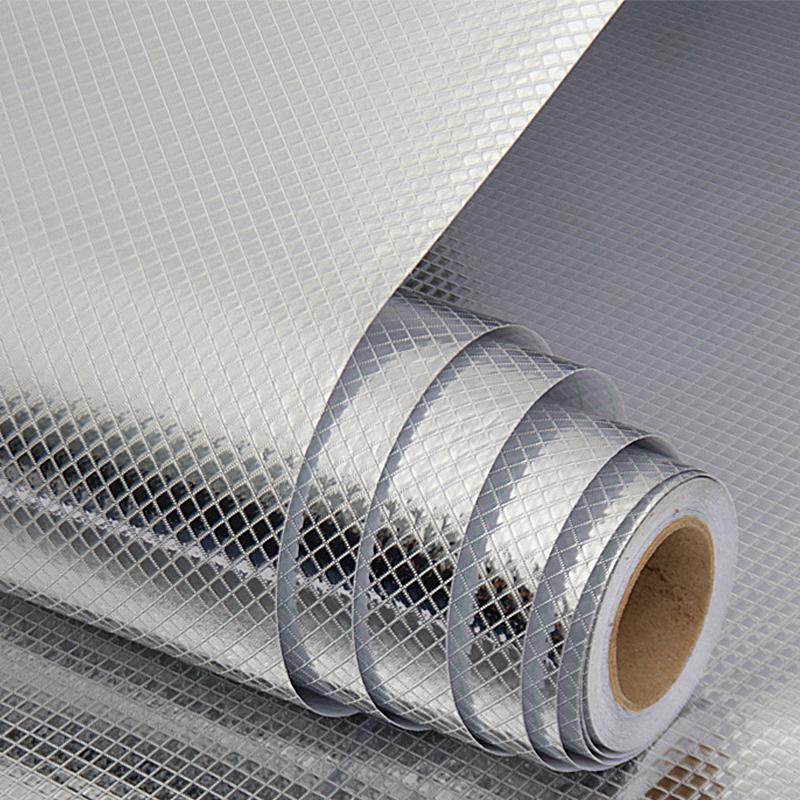 Kitchen Oil-proof Self Adhesive Stickers Stove Anti-fouling High-temperature Aluminum Foil Wallpaper Cabinet Film Contact Paper