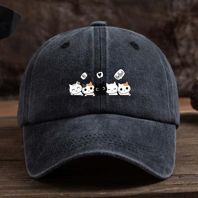 Cute Five Kittens Printed Baseball Hat Versatile Outdoor Leisure Fishing Sunshade Duck Tongue Hat Travel