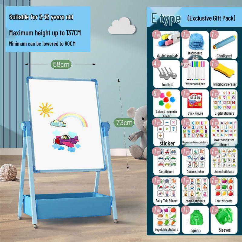 Kids' Double-Sided Magnetic Blackboard & Whiteboard: Erasable Drawing & Writing Stand with Coloring and Graffiti Features