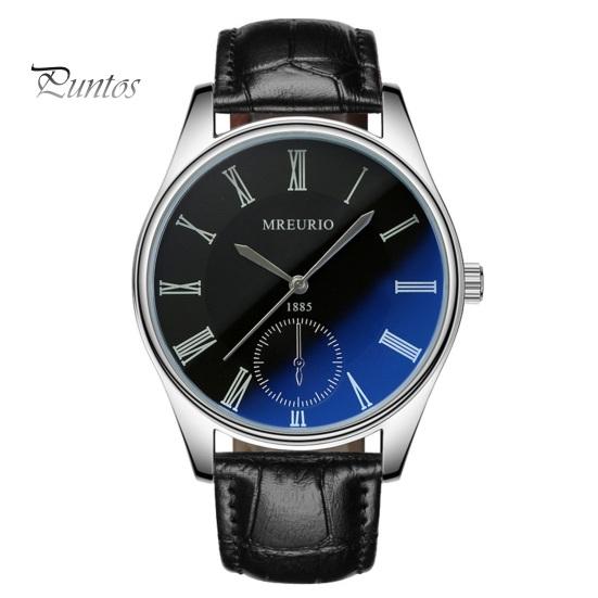 

Мужские деловые часы с круглым синим циферблатом, ремешок из искусственной кожи, 3 руки, минималистичный металлический мужской костюм, кварцевые наручные часы, модные украшения, подарок на день рождения чёрный