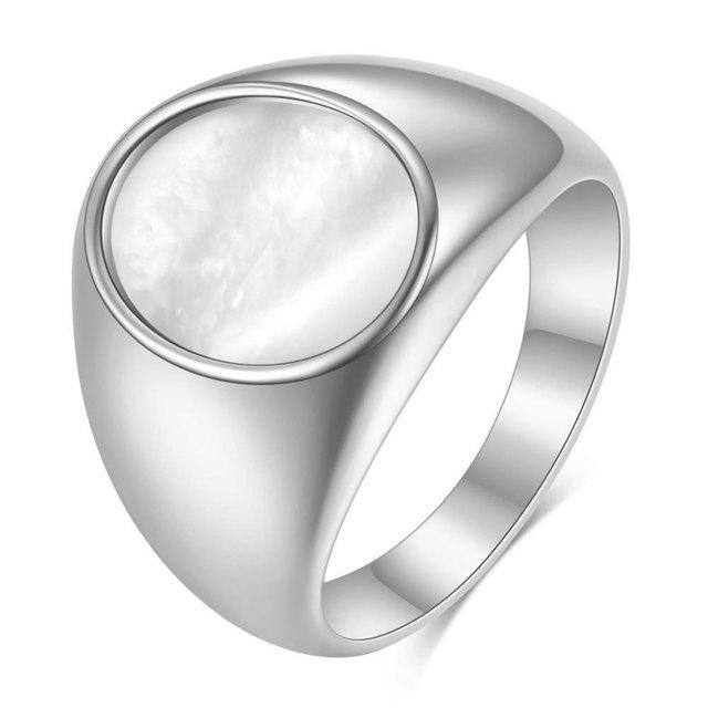 VQYSKO Men's Ring Punk Rock Smooth 316L Stainless Steel Signet Ring For Men Hip Hop Party Jewelry Male Wedding Anel