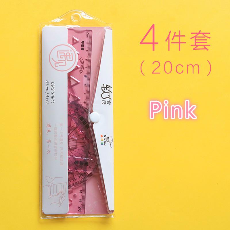 4pcs /set Soft Bendable Straight Ruler 15cm 20cm Protractor Triangular Rule Plastic Child Student Stationery Supplies