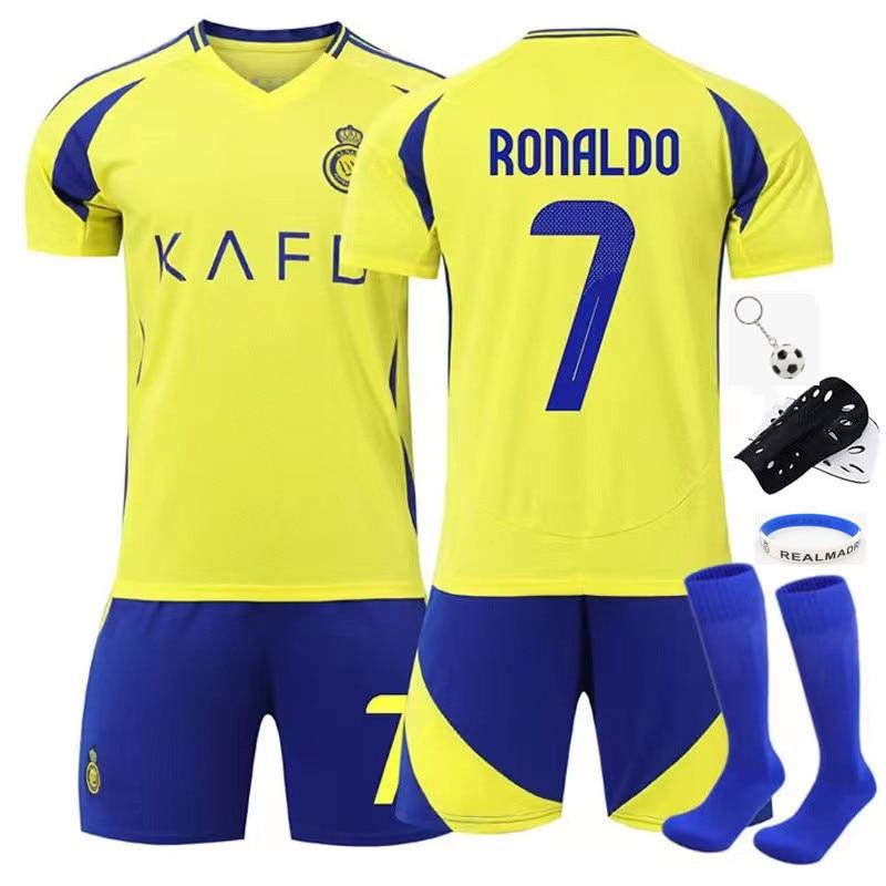 Dětské sportovní vybavení Saúdská Arábie Ronaldo Fotbalový dres 2024/2025 Tréninková sada ANUTETOUNI® Žlutý polyester
