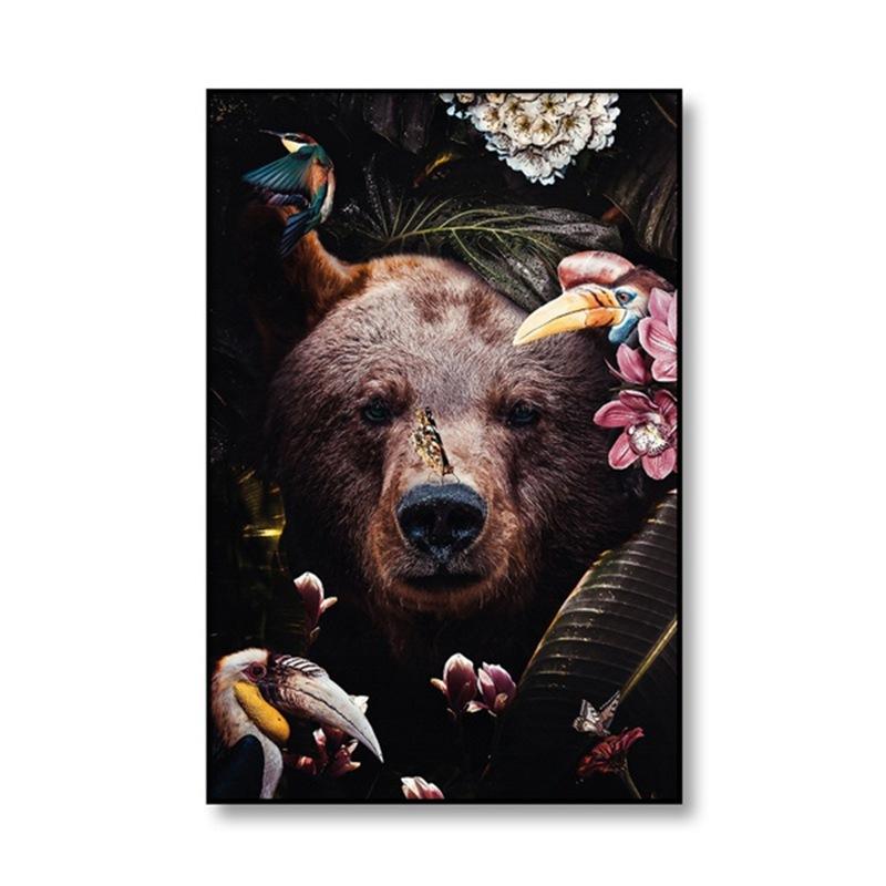 Nordic Flower Animal Mural Tiger Lion Zebra Poster And Print Mural Living Room Canvas Modern Classical Decorative Painting