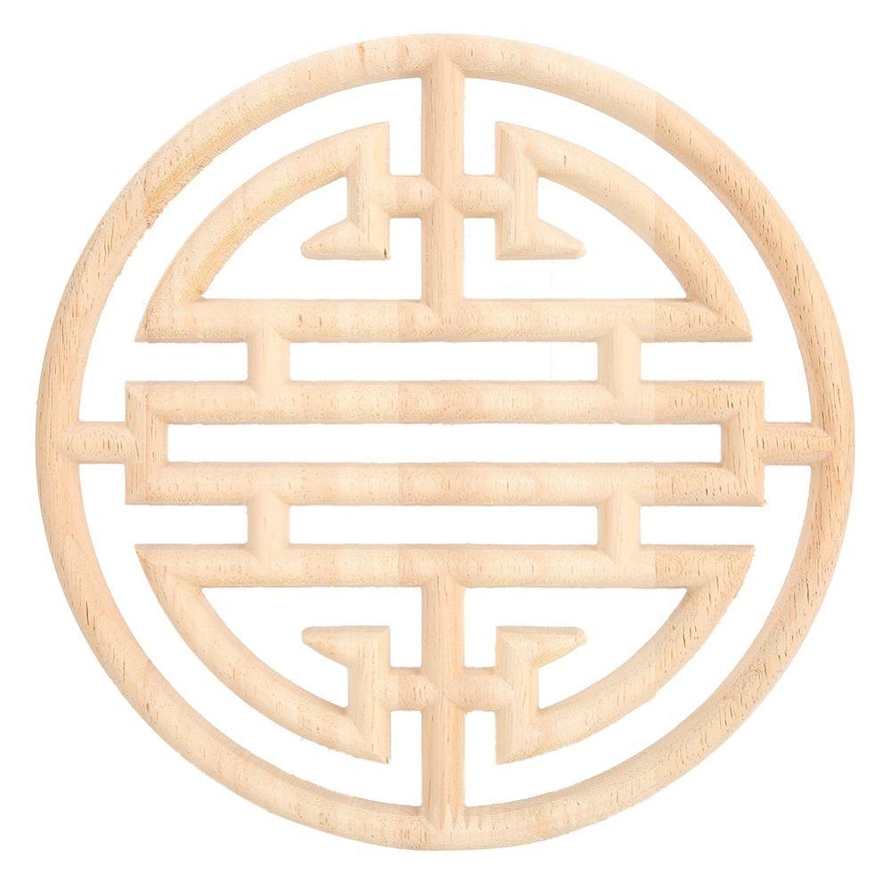 Light Brown Carved Wooden Applique Wood Wood Carving Decal Cultural Style Wood Craft Door