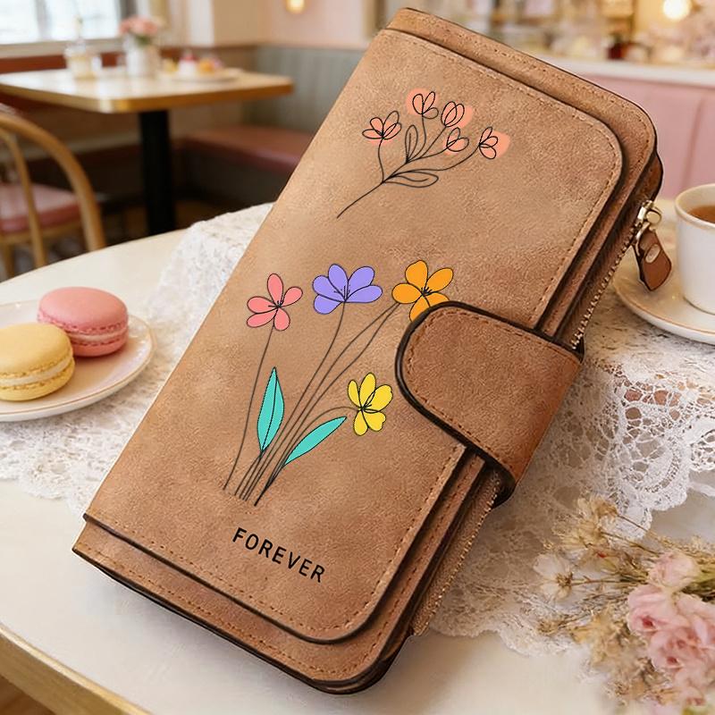 Women's Long Wallet with Floral Design 1 Piece Multi - functional Snap Coin Purse Portable Wallet for Daily Commute Outdoor Travel Home Use Birthday