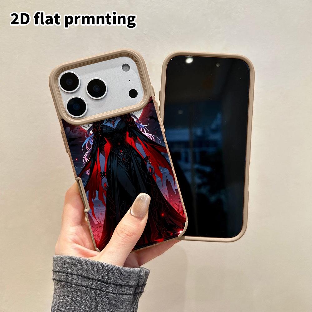 Phone Case: 2D flat lambskin suitable for iPhone 18 17 16 15 14 13 Pro film protective case,Blood Moon Witch, Christmas and Halloween gifts