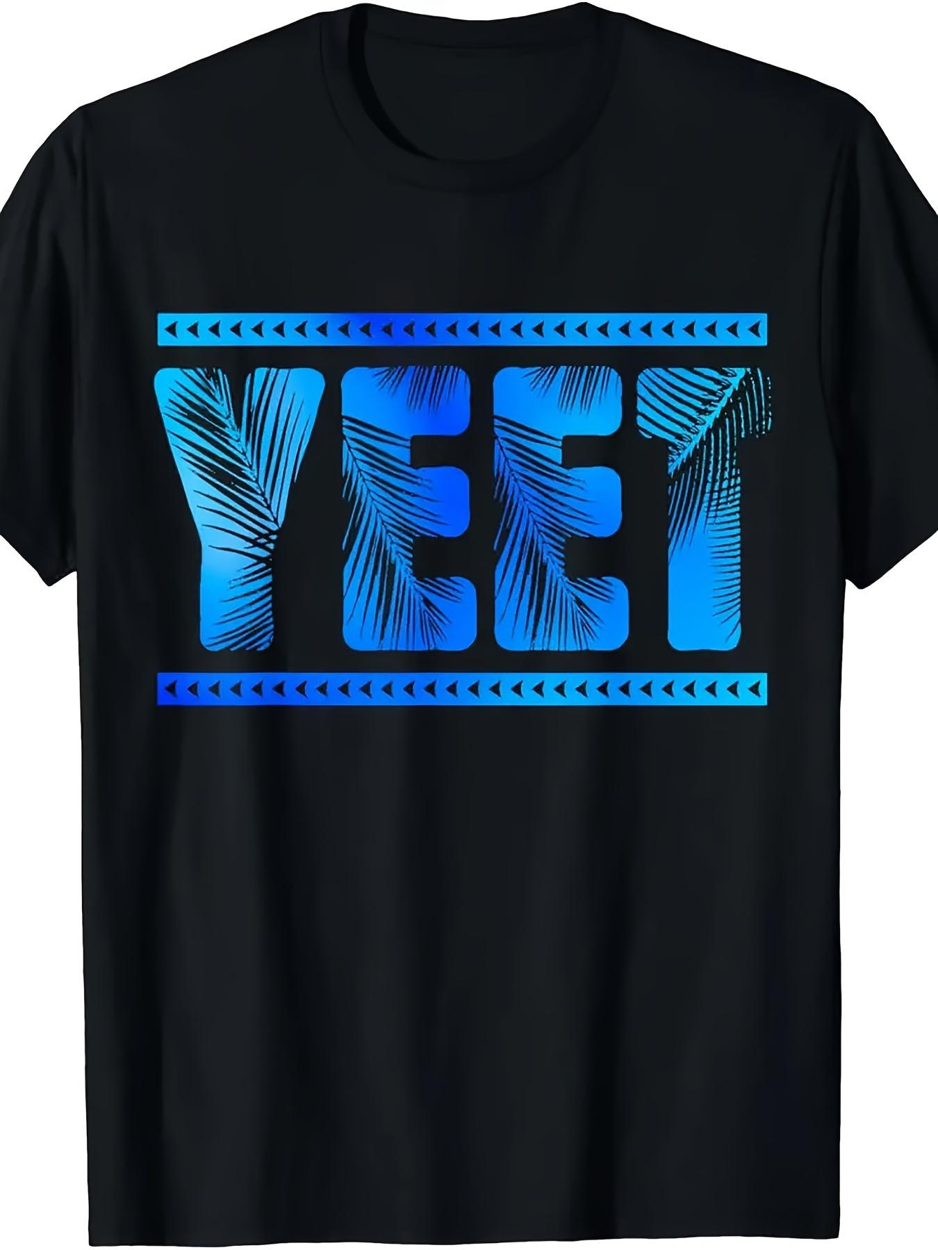 

Men S & Women S Heavyweight 180gsm T-Shirt | Bold Yeet Graphic Tee with Tropical Leaves M