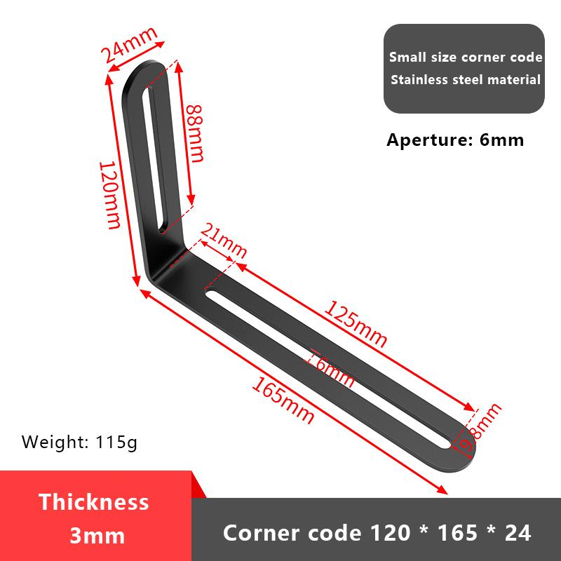 Stainless Steel Adjustable Angle Code Long Hole Activity 90 ° Right Angle Furniture Fixer L-shaped Shelf Bracket Connector