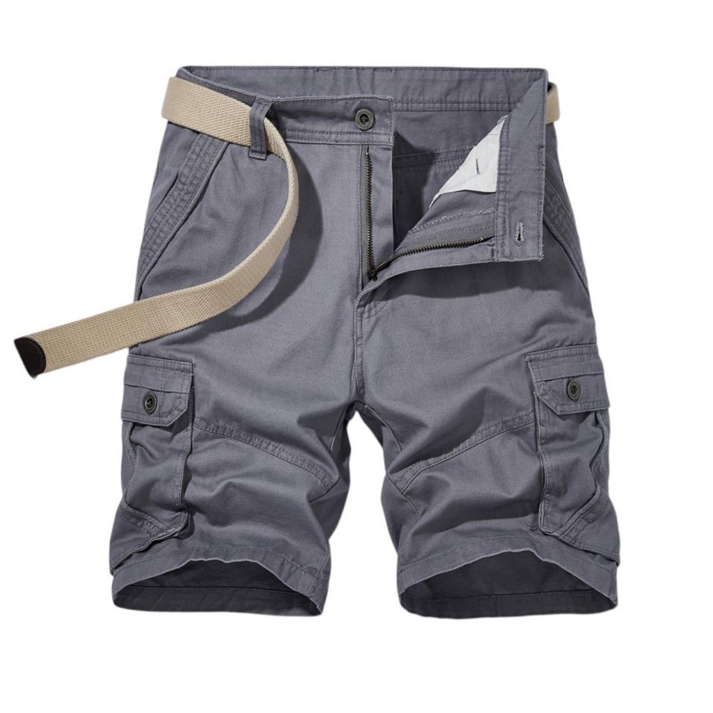Men's Cargo Shorts  Casual Loose Fit  Solid Color Shorts With Zipper And Multiple Pockets For Work And Sports