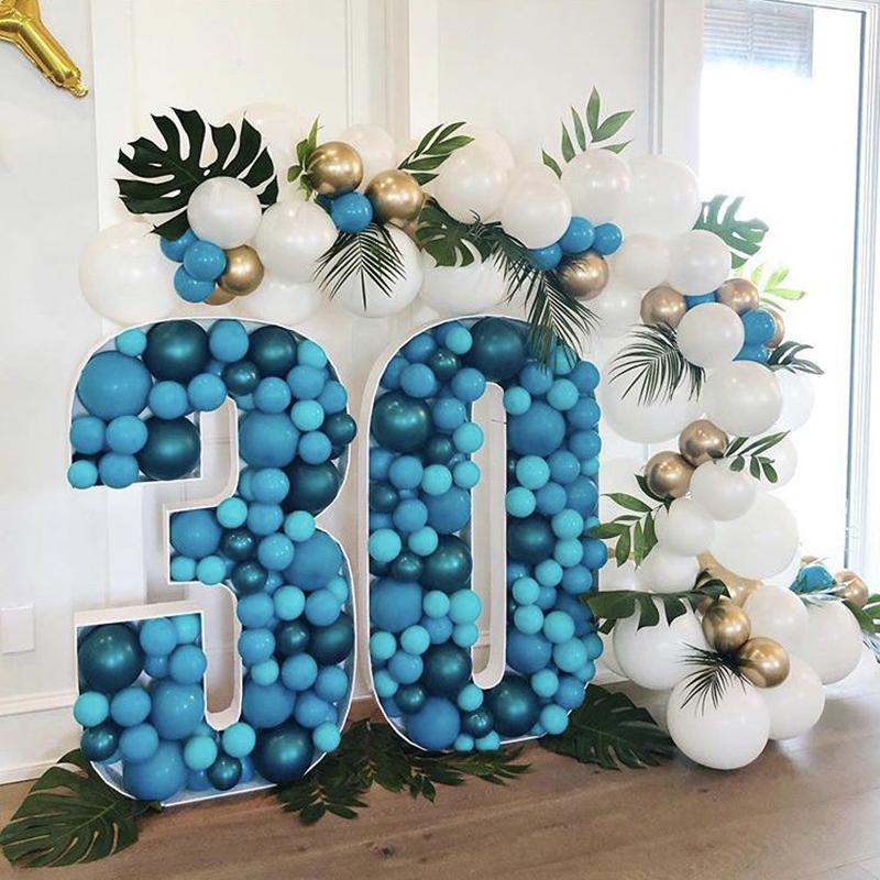100cm Blank Number Mosaic Balloon Frame DIY 0-9 Filling Box Large Number Foam Board for Birthday Anniversary Party Decoration