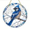 Charming Blue Jay Acrylic Sun Catcher - Winter Wonderland Window Hanging, Decorative Art for Home & Garden, Ideal Gift for Bird Enthusiasts & Nature L