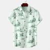 Hawaiian Shirt Men Summer Short Sleeves Tops Beach Street Lapel Blouse Male Clothes