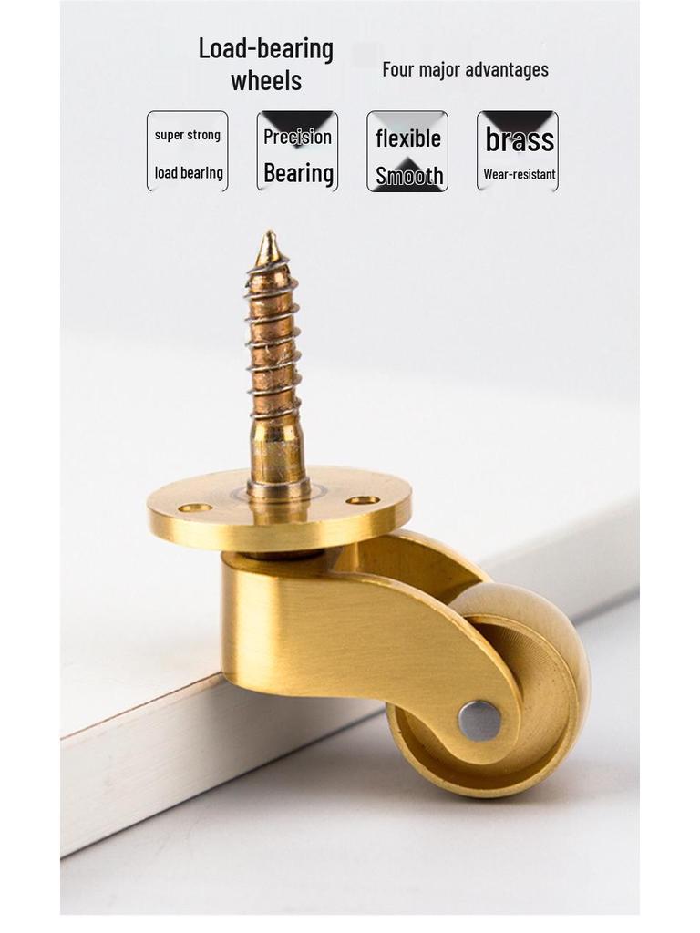 Brass Caster Wheels with Silent Bearings for Furniture and Pianos - Heavy-Duty Swivel Design