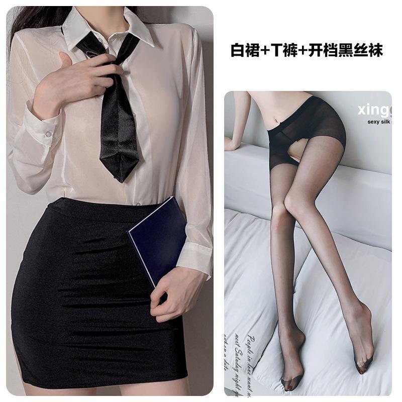 Large size lingerie seductive sexy passion hot glamorous revealing secretary no-take uniform suit