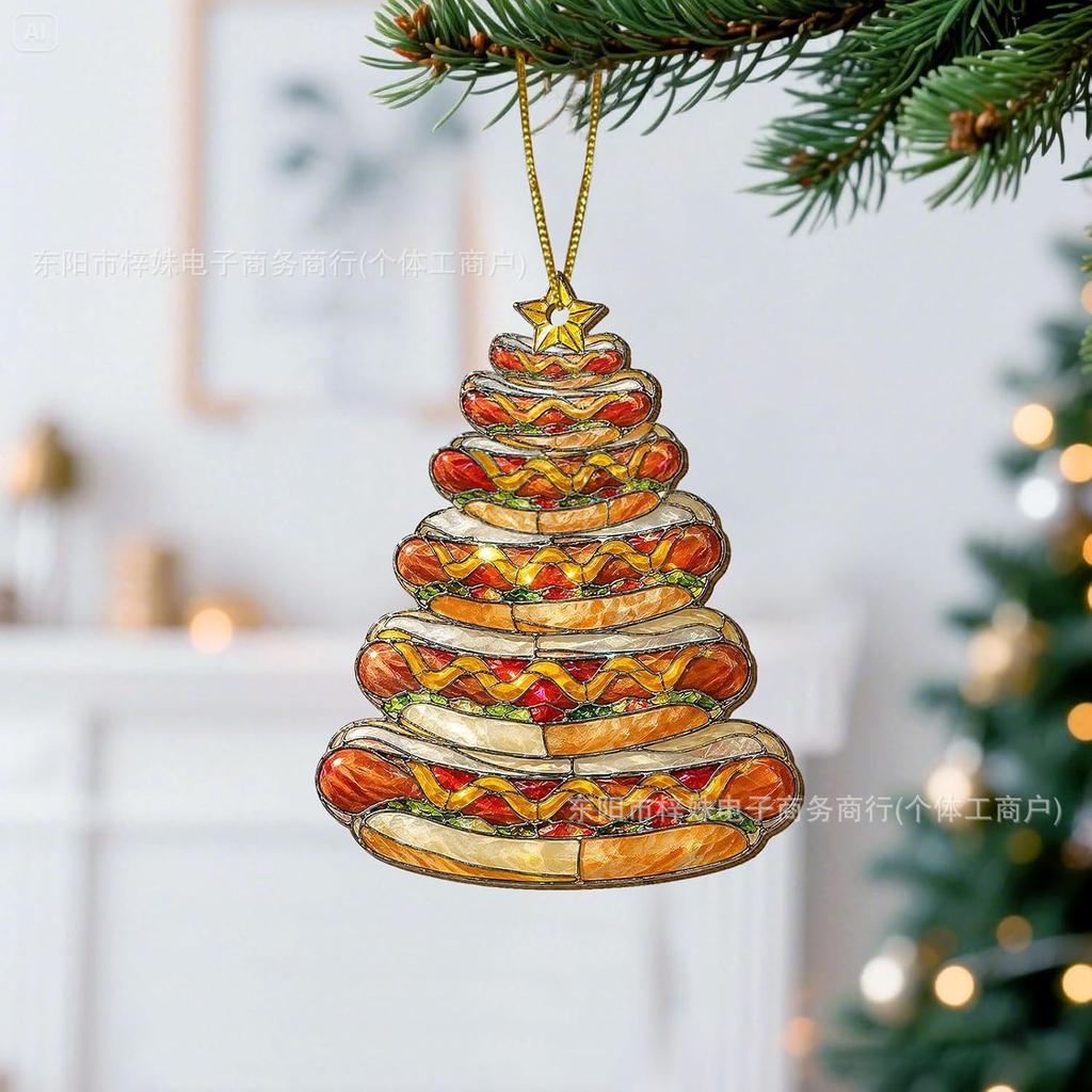 Funny Frog Santa Claus Christmas Tree Decoration, Double-Sided Printed Flat Animal Theme Holiday Party Ornament