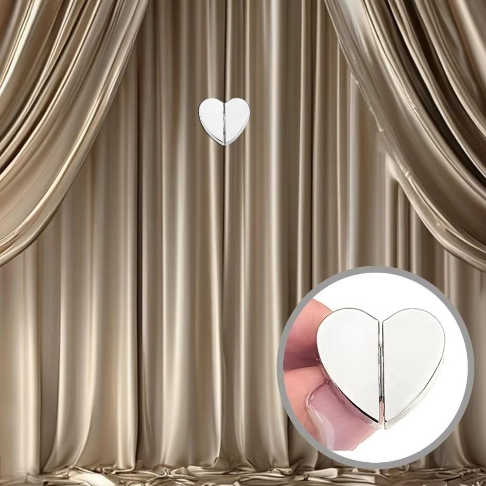 8PCS Heart-Shaped Magnetic Curtain Buckle Anti-Slip Detachable Snap Hooks Hotel Privacy Protection