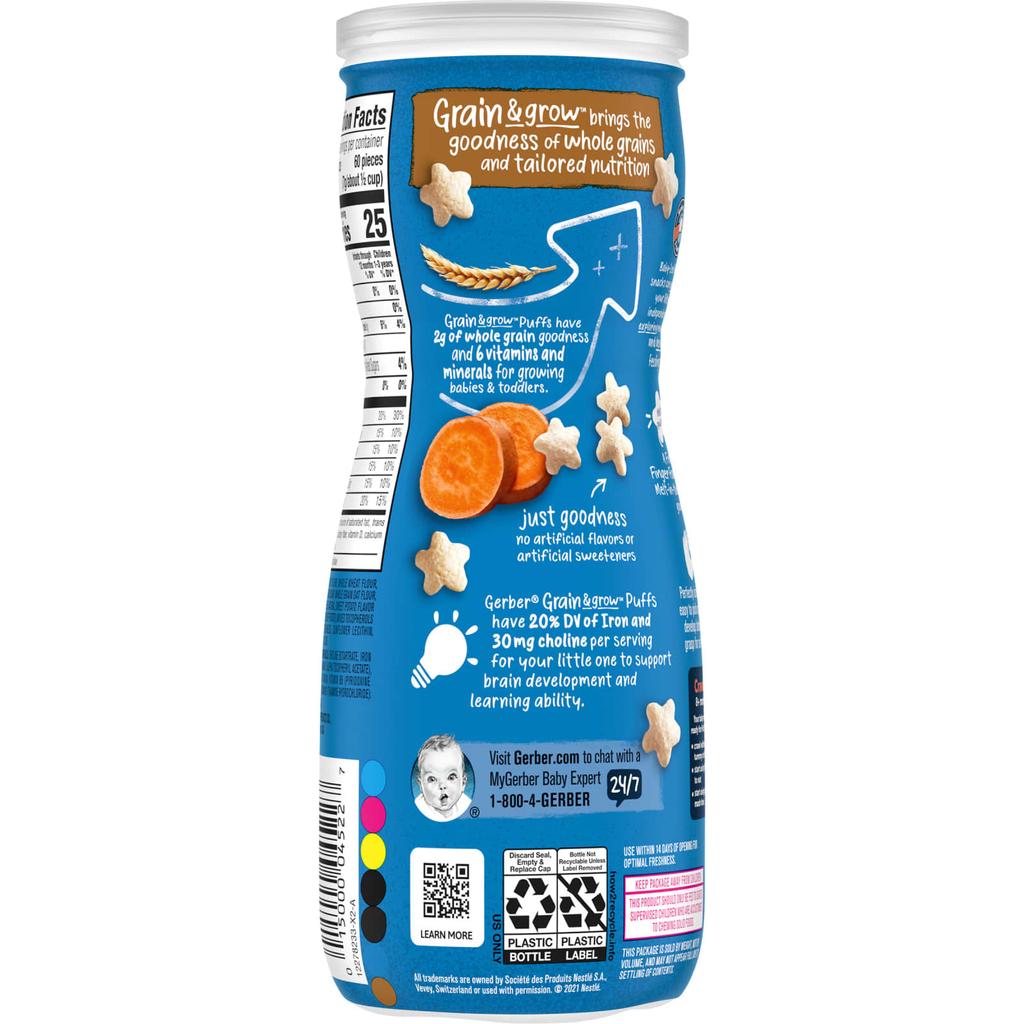 Gerber Puffed Cereal Snacks, 8+ Months, Sweet Potato, 1.48 Oz (42 G)