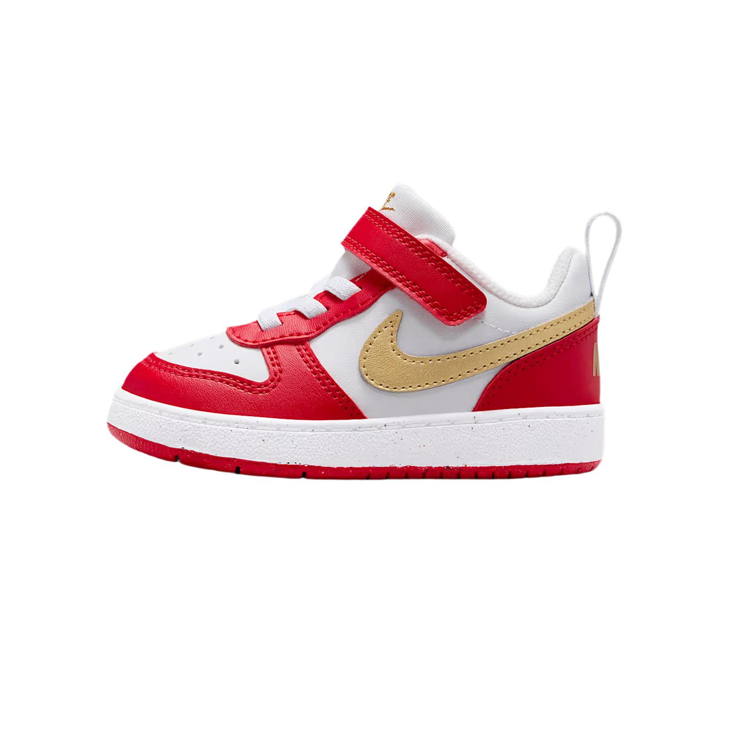 Nike Court Borough Low Recraft TD White University Red Baby Sneakers Metallic-Gold DV5458-137 27