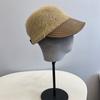 Rabbit Fur Knitted Splicing Leather Brim Equestrian Hat Autumn and Winter Women's Literary and Artistic Face Small Peaked Cap Tide