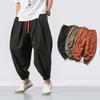 Frühlings- und Herbst-Übergröße Herren Haremshose Lockerer Chinesischer Stil Locker Baumwolle und Leinen Jogginghose Jogger Freizeithose Herren