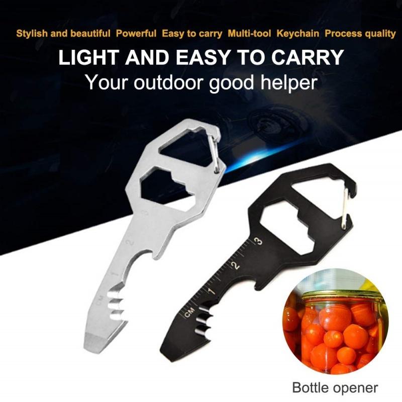Stainless Steel 6-in-1 EDC Pocket Multitool Keychain Bottle Opener Wrench Portable Daily Carry Outdoor Tool