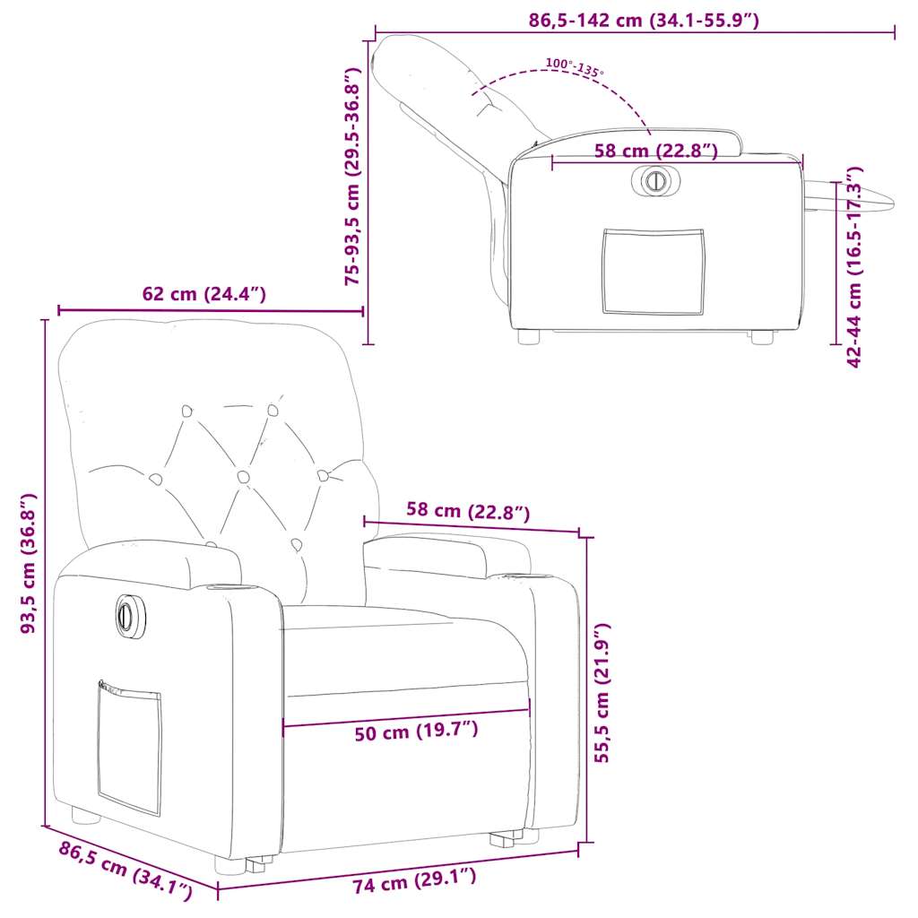 Electric Recliner Chair with Rising Function Cream Fabric