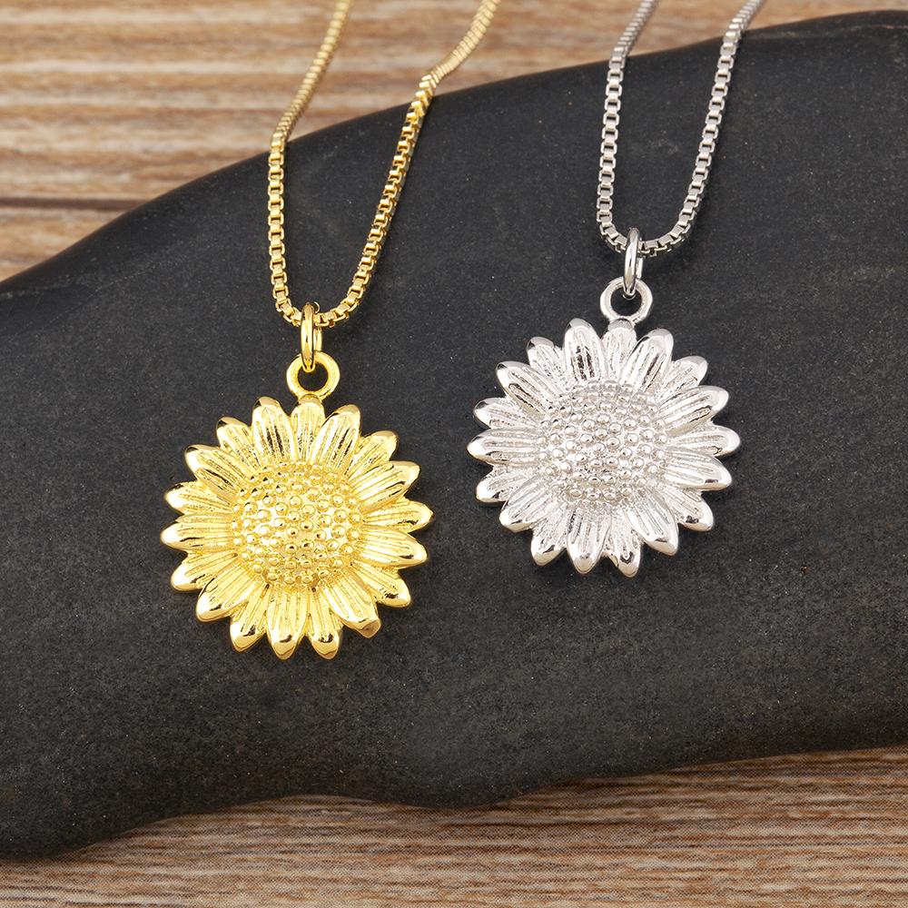 Nidin Nuova Collana con Ciondolo a Forma di Girasole alla Moda per Donna Ragazza Festa di Compleanno Gioielli da Collo in Rame Accessori Regali