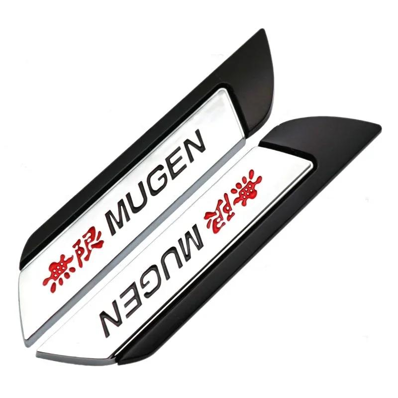1Pairs 3D Metal MUGEN Logo Side Fender Blade Car Emblem Badge Sticker Decals For Honda Civic Odyssey Accord CR-V FIT City ajb256