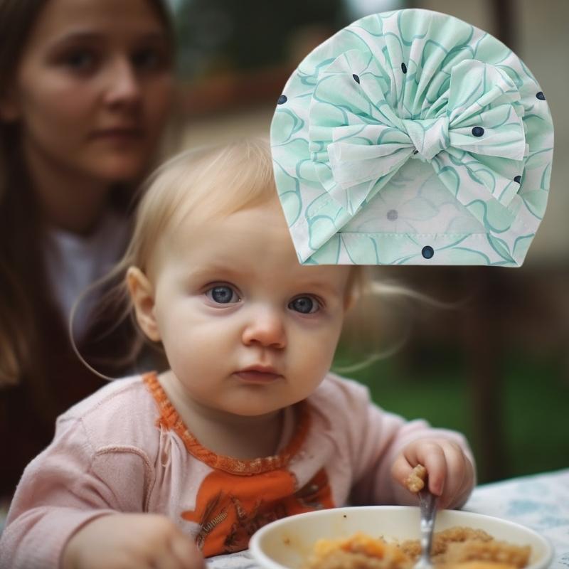 Baby Hat Unisex Newborn Muslin-Hat Big Bowknot Brimless Hat Infant Windproof Headwear Newborn Hat Spring Warm Headdress