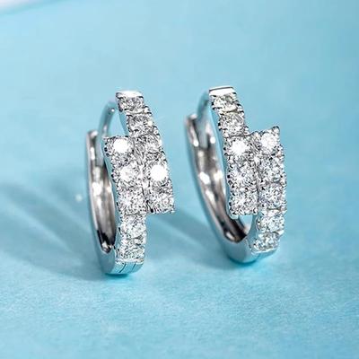 Huitan Trendy Women's Hoop Earrings Dainty Dazzling Cubic Zirconia Color Crystal Circle Earrings Exquisite Female Jewelry