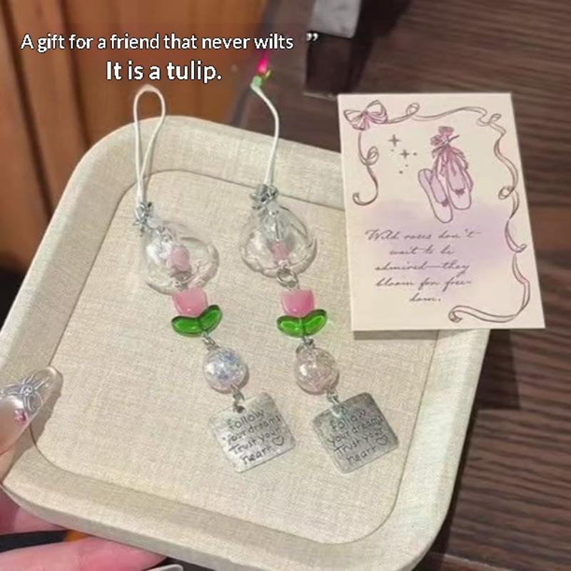 Transparent Keychain Wind Chime Keyring Phone Lanyard Kawaii Bag Home Decor Accessory