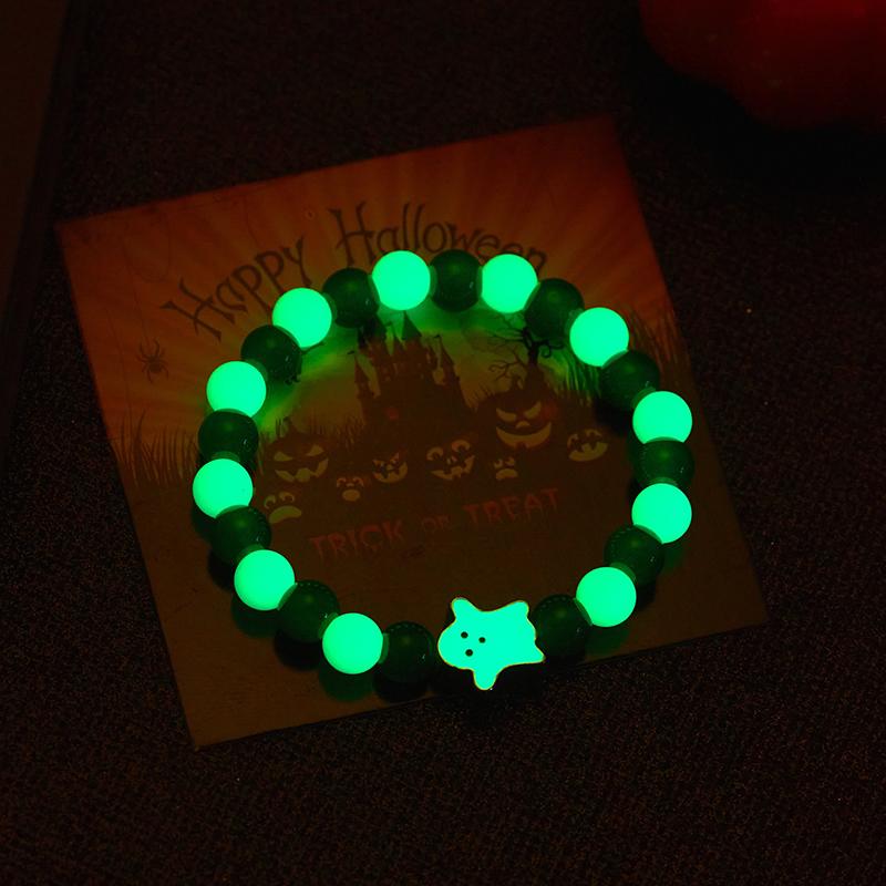 Halloween Luminous Beaded Bracelet For Women Girl Pumpkin Ghost Bracelets Jewelry Party Gifts
