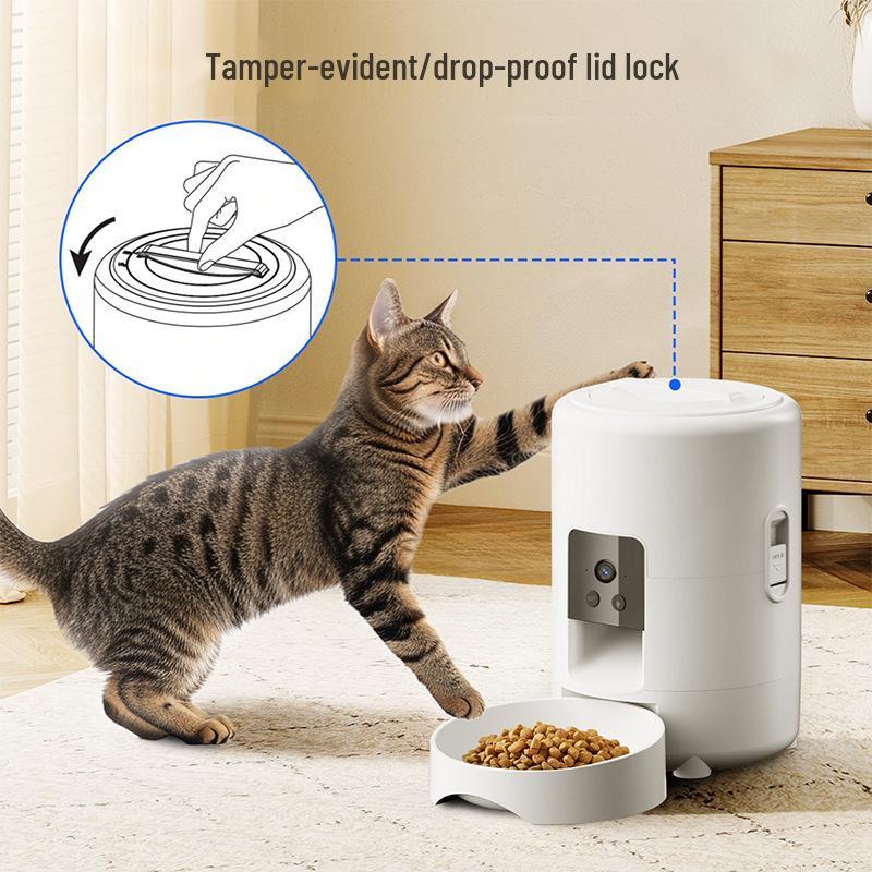 Intelligenter Futterautomat für Haustiere mit Videotaste und WLAN für Katzen und Hunde
