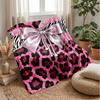Pink Leopard Roses Bow 1 Theme blanket Lightweight Warm Flannel Blanket Decorative Throw Blanket for Home Decoration