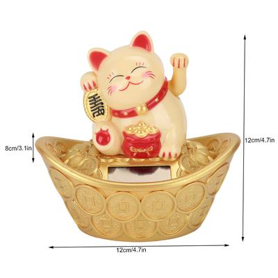 Solar Powered Cute Cartoon Fortune Cat Waving Welcoming Cat Decor for Home Restaurant Shop
