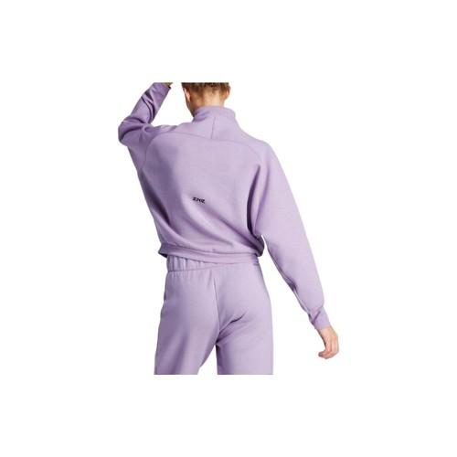 adidas Solid Color Slim Fit Short Zip-Up Long Sleeve Jacket for Women, Purple