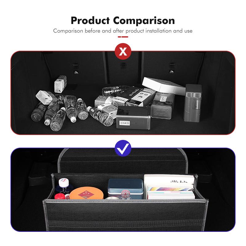 AAACF1 Felt Car Trunk Folding Organizer Bag Foldable Trip Storage Box For BMW Performance 1 3 5 7 Series M E93 F20 iX1 iX2 iX3 iX5 iX6