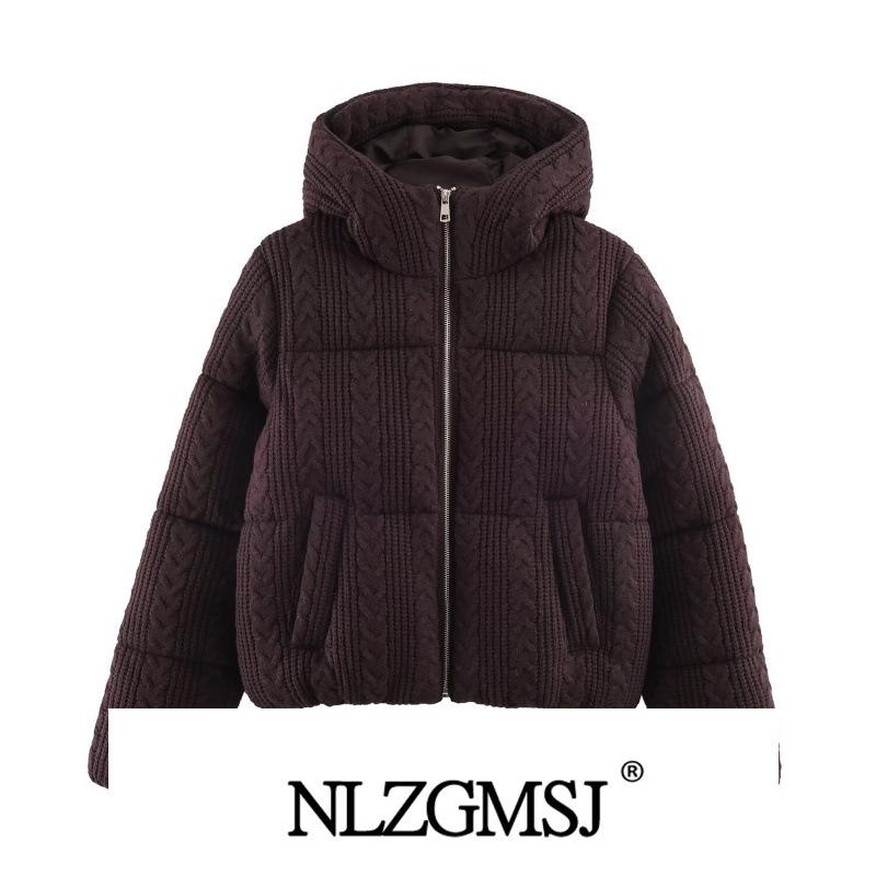 2025 Winter European Style Braided Hooded Cotton Jacket L