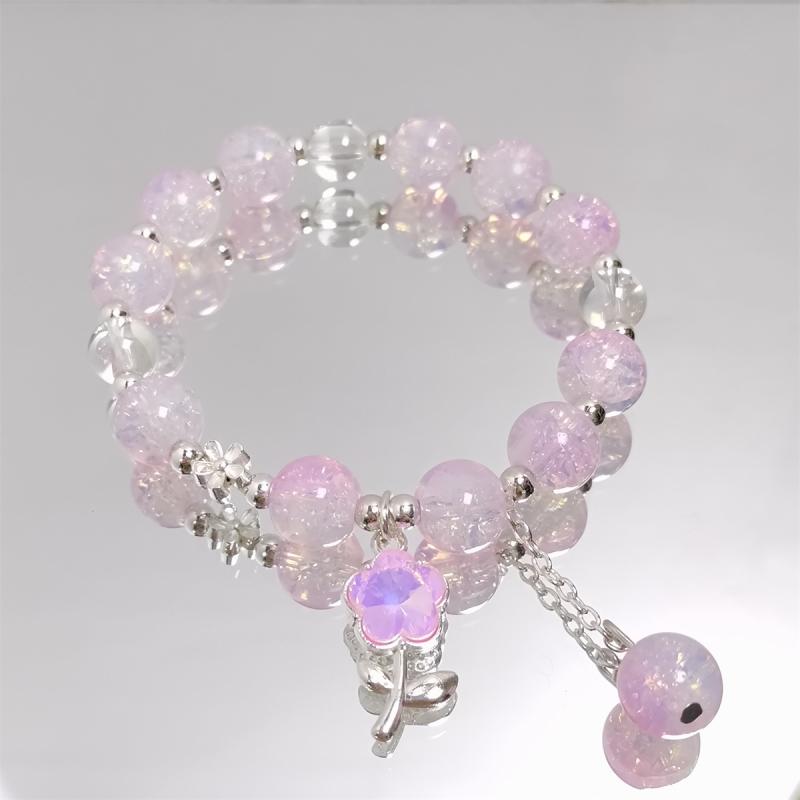 

Модный Цветной Хрустальный Цветочный Кулон Расколотый Кристалл Взрыв Цветка Браслеты с Бусинами Милый Универсальный Подарок Для Женщин Девочек Украшение розовый