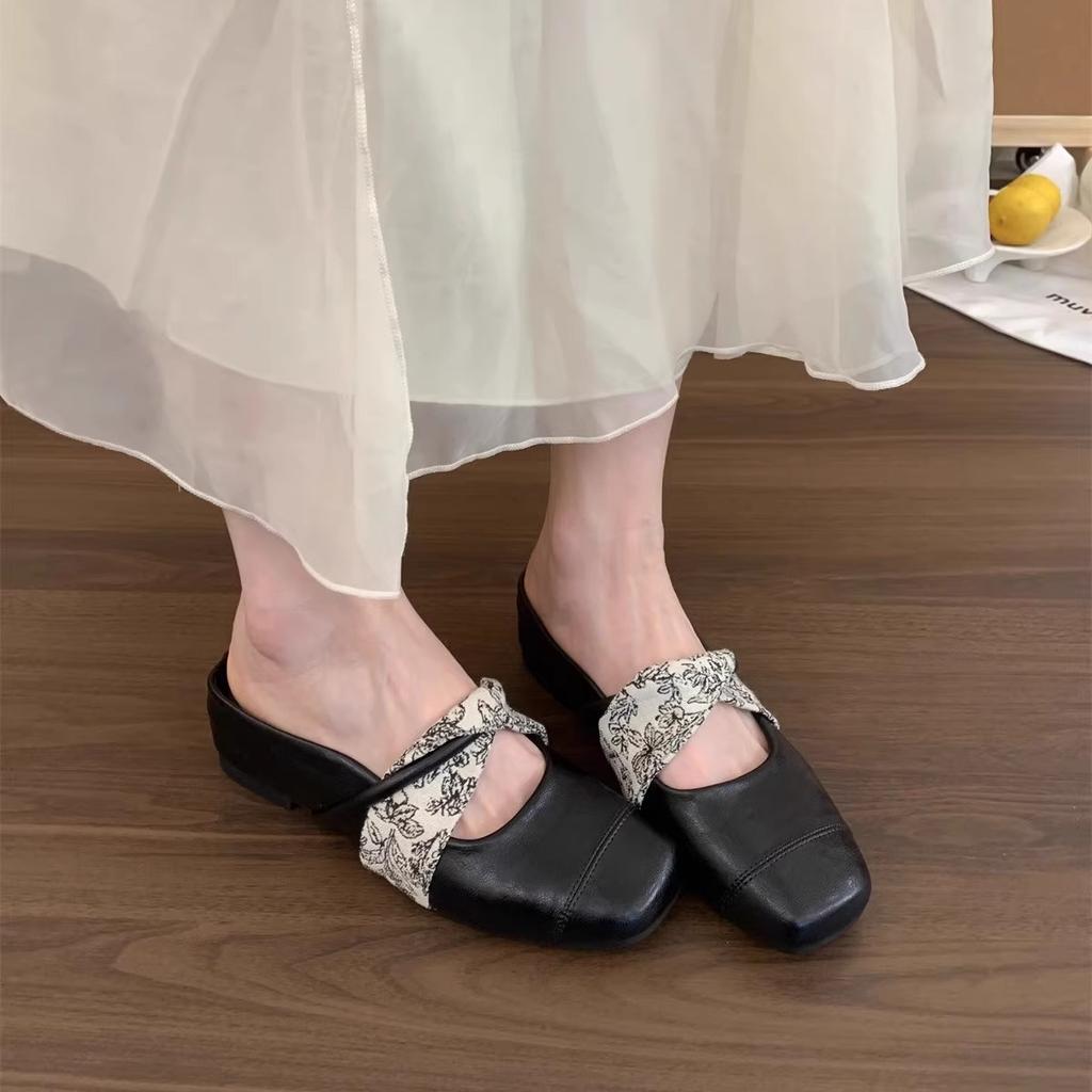 inner heightening bag head half slippers women wear new spring and summer new fairy platform Mary Jane slope heel single shoes