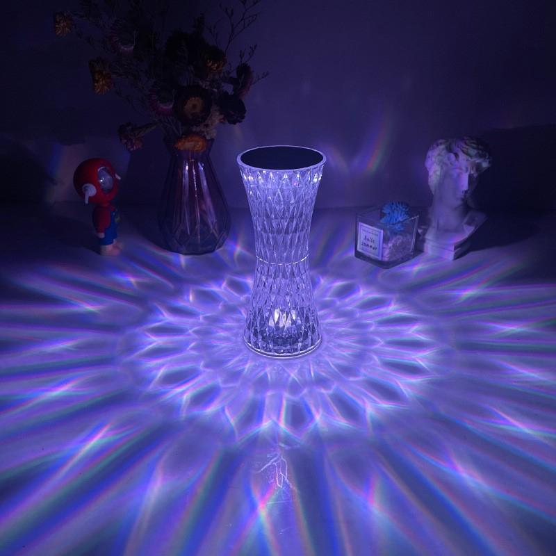 RGB16 Barevná Diamantová Stolní Lampa USB Nabíjecí Křišťálové Noční Lampičky Akrylová Dekorace Noční Světla Ložnice Postel LED Osvětlení Dárek